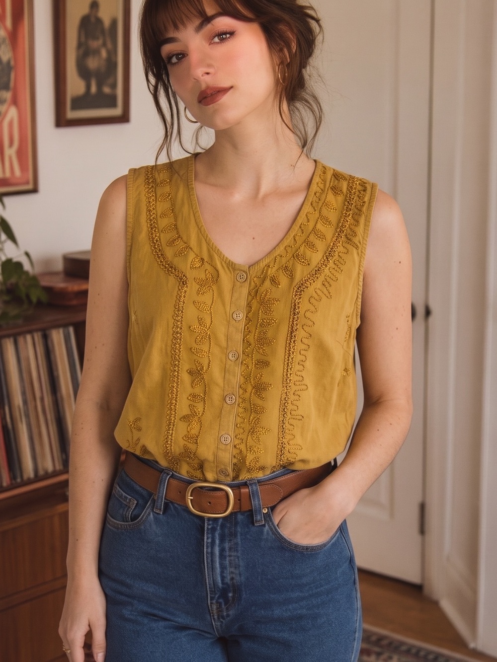 VINTAGE CUTE OPTIONS Embroidered Hippie Top